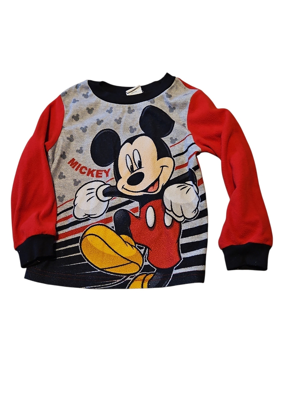 Disney Mickey Mouse Red & Gray Kids Fleece Pajama Top Size 5t